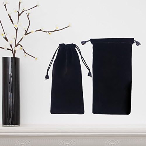 Nicerio 2 x Watch Storage Bag, Velvet Fabric Jewellery Pouches with Cord, 20 x 11 cm, Black