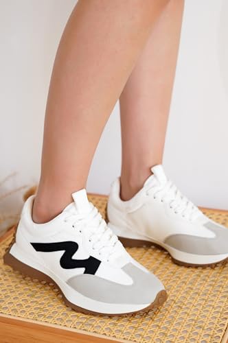 Image of Project Cloud Trendy Fashion Sneakers for Women 2026 - Memory Foam and Non-Slip Comfortable Casual Ladies Shoes for Womens Fashion Sneakers - Lightweight Lace-up Shoes (Lecco)