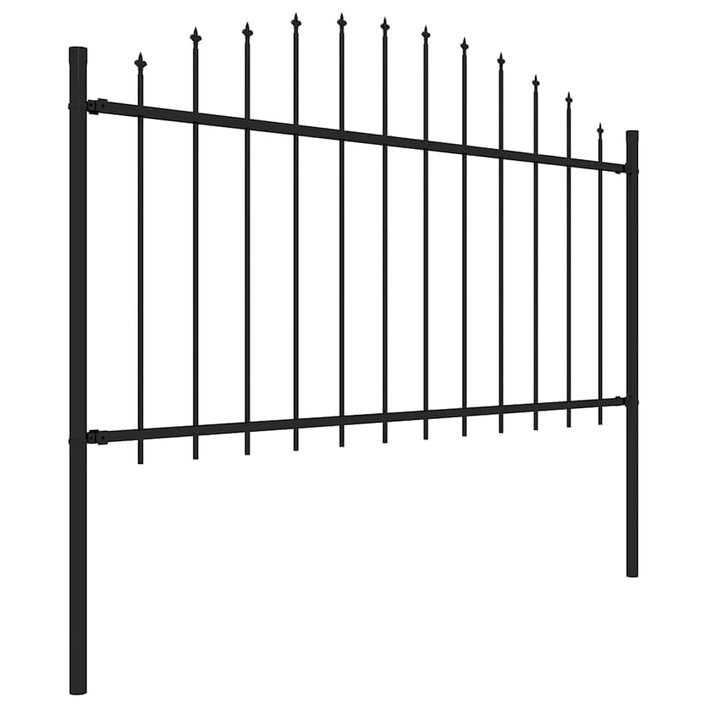 Generico Recinzione da Giardino con Punta a Lancia in Acciaio 181x150 cm Nero,Articoli di ferramenta,Barriere e recinzioni,Pannelli per recinzioni-144943
