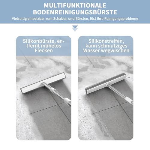 Gummibesen mit Stiel, 120cm Lange Boden Reinigungsbürste, Kehrmaschine mit Rakelkante,für Fußböden Teppiche Fliesen Fenster Gärten Kehren – Bild 5