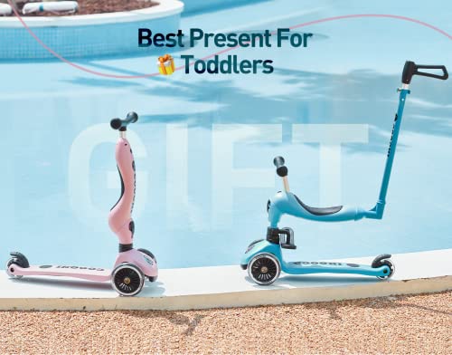 Cooghi Toddler Scooter With Helmet, 3-In-1 Kids Scooter With Flashing Wheels, Adjustable Parent Push Bar & Seat & Handlebar, Kick Scooter For Kids Ages 1-5 #TOP2