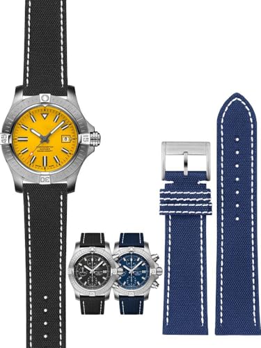 Bracelet montre cuir nylon Breitling Avenger Blackbird style pilote