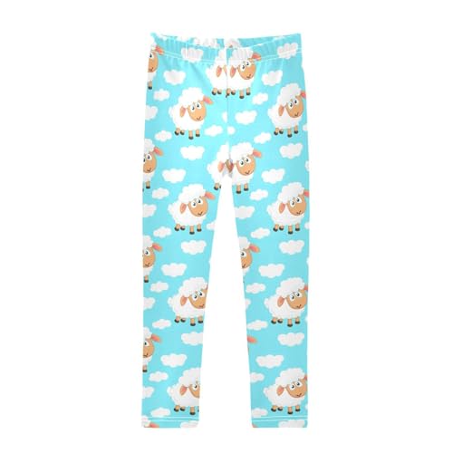 Girls Leggings Size 4T Cartoon Sheep Clouds Soft Stretchy Pants Breathable Girl Clothes for Workout Dance