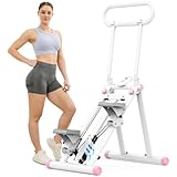HXD-ERGO Stair Stepper for Home Gym,Folding Vertical Climber Cardio Exercise Machine,Stair Climber for Full Body Workout with Adjustable Handlebar for Women & Men（White-Adjustable