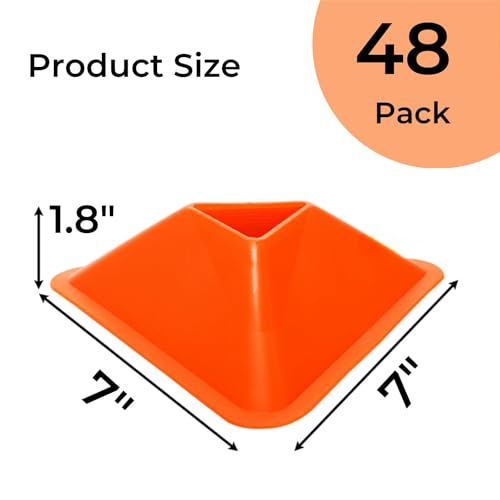 Tlence 48 Pack Triangle Soccer Cones, Flexible Agility Cones with Carry Bag and Strap, Sports Drill Cones for Training, Plastic Traffic Marker Cones for Football Basketball Coaching, 8 Colors - Thumbnail 2