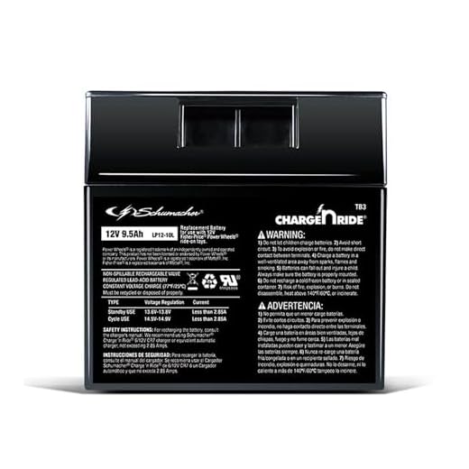 Schumacher Electric 12V Battery for Ride on Toys - TB3 12V 9.5 Amp Hours & Replaceable Fuse - Rechargeable 12V Ride On Replacement Battery for Fisher-Price Power Wheels Vehicles - Safe & Easy to Use