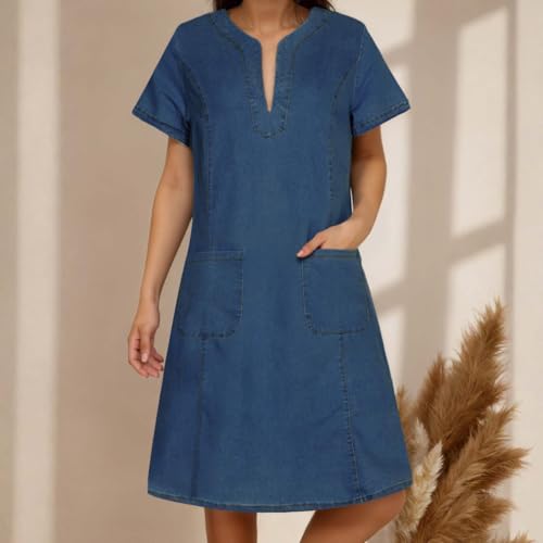 Robe jean col V idéale pour vos sorties décontractées