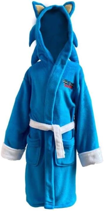 Groovy Sonic The Hedgehog Childrens Bathrobe ,Sonic Dressing Gown (as8, age, 10_years, 12_years, regular, 7 to 9 years), blue