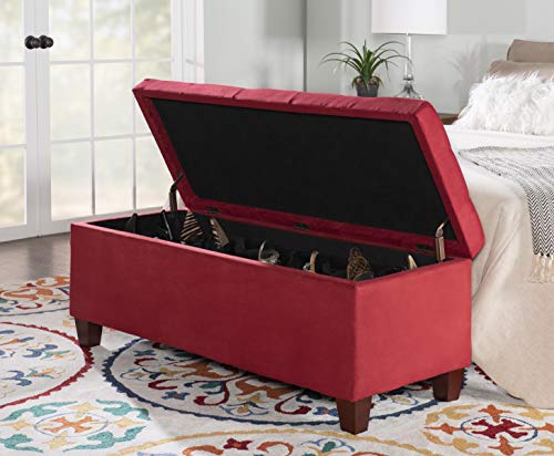 Linon Carmen Shoe Storage Ottoman, 20" X 48" X 20", Red #TOP6