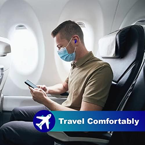 NECTUR 7 Pair Reusable Ear Plugs for Sleeping, 22 DB NRR Noise Cancelling Soft Silicone Earbuds, Waterproof & Wax Moldable Earplugs for Ease in Work, Concerts, Swimming & Mowing (0.6, Blue)