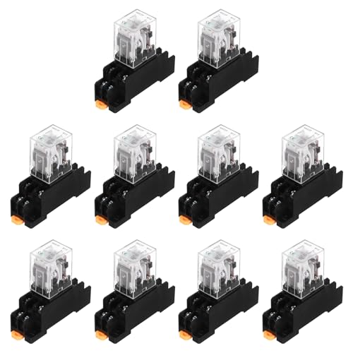 Relais de puissance électromagnétique CC 24V 5A MY2NJ avec indicateur LED et base DPDT Lot de 10