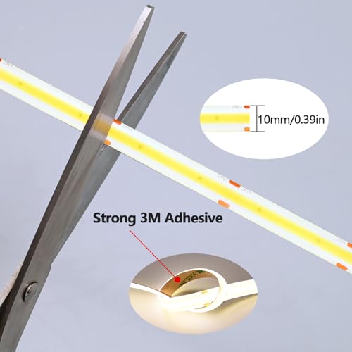 Image of GOMING 24V Super Bright COB LED Strip Natural White 4000K IP65 Waterproof | 16.4ft(5M) 621LM /FT 14.5W /M CRI 93+ High Density 480LED /M LED Tape Lights for DIY Home Decor(Power Supply not Included)