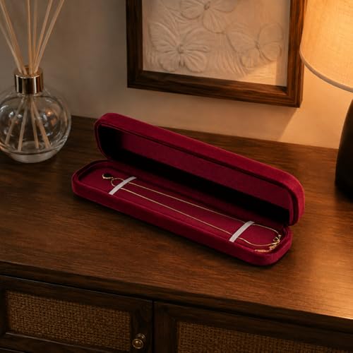 Boîte à bijoux rouge en velours contre les rayures de bagues - 8
