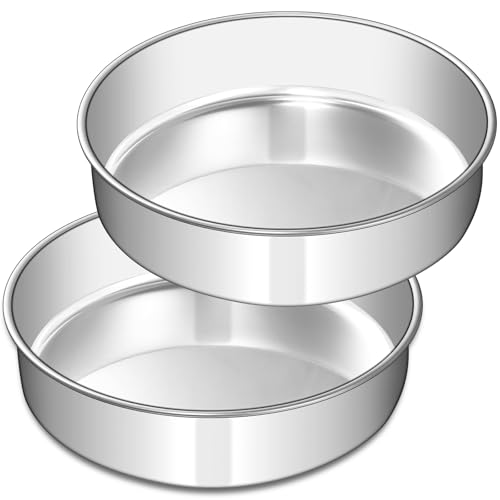 8 Inch Cake Pan Set of 2, Stainless Steel Round Layer Cake Baking Pans Tins, Non-Toxic & Healthy,...