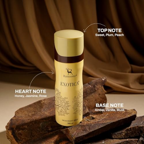 Image of Ramsons - EXOTICA Deodorant Spray | 200 ML | Body Perfume For Women | TN - Plum, Peach, Orange Blossom, Leafy Green | MN - Honey, Jasmine, Rose, Lily of the valley | BN - Vanilla, Woody