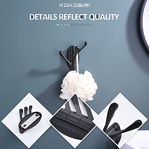 Kokosiri Swivel Hooks Solid Metal Foldable Towel Hooks With Multi Three Rotating Arms Swing Arm Triple Robe Hook Hanger, Wall Mounted, Matte Black, B1009Bk-P1 #TOP3