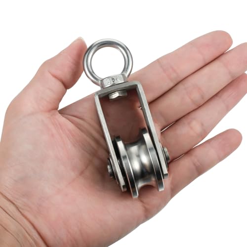 image for SHINICO Cable Pulley Wheel Stainless Steel, Bearing Inside, Rope Pulle