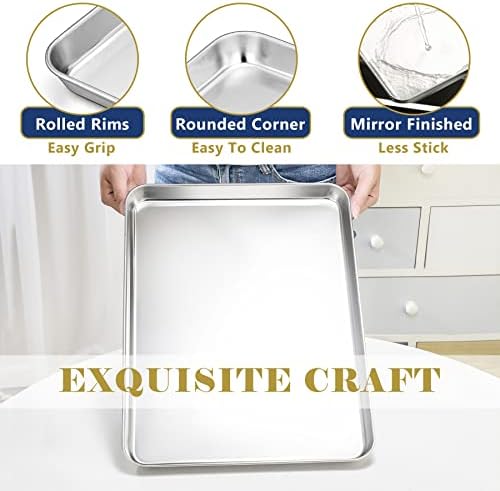 HaWare Oven Baking Tray Set of 2, Stainless Steel Cookie Sheet Pan - 31.4 x 24.6 x 2.5cm, Great for Cooking/Baking/Serving, Healthy & Non Toxic, Mirror Finish & Dishwasher Safe
