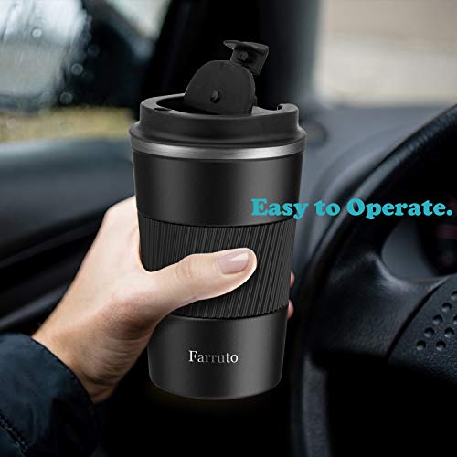 Farruto Taza de Viaje Para Bebidas Calientes - 13 oz 380 ml Tazas de Café aisladas 100% a prueba de fugas de acero… - Imagen 6