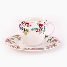 طقم شاي بورسلين للكريسماس من روزا باي زينيا، 12 قطعة