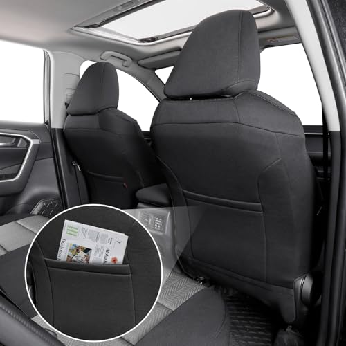 coverdream Rav4 Seat Covers Custom Fit for 2019-2024 2025 Toyota Rav4 LE,XLE,XLE Premium,Limited,Full Coverage Polyester Car Seat Protector(Full Set,Black & Gray) by coverdream - Image 4