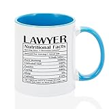 Tazza da caffè con scritta "Funny Lawyer" Mug - Fatti nutrizionali Two Tone Blue Mug - Regali di Natale per Avvocato Novità Cup 311,8 g