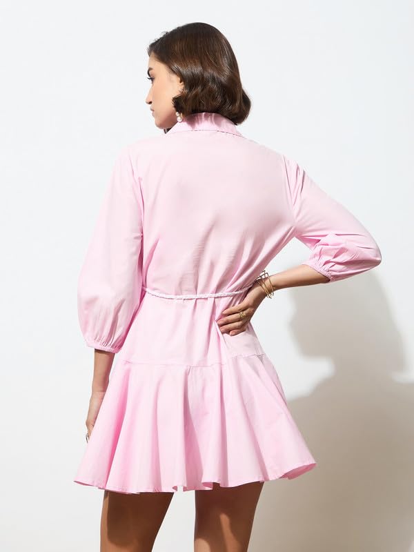 Image of barcino Black Poplin Short Skater Dori-Belt Dress