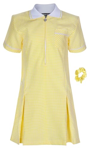Listers Schoolwear Girl's School Uniform Pleated Gingham Summer Dress + Hair Bobble Age 3 4 5 6 7 8 9 10 11 12 13 14 15 16 17 18 Years Yellow