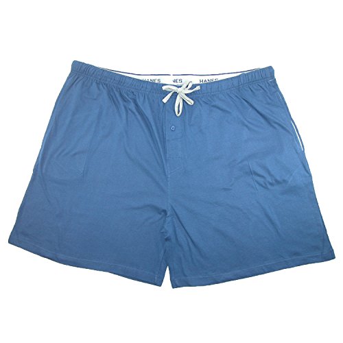 Hanes Mens Big & Tall Jersey Knit Cotton Button Fly Pajama Sleep Shorts, 4X, Navy #TOP1