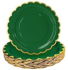green paper plates with gold foil
