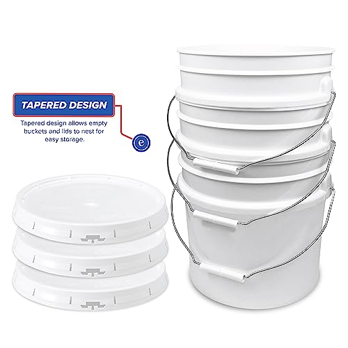 Living Whole Foods 3.5 Gallon White Bucket & Lid - Set of 3 - Durable 90 Mil All Purpose Pail - Food Grade - Contains No BPA Plastic (3.5 Gal. w/Lids - 3pk) - Thumbnail 4