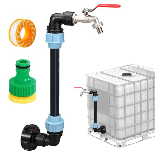 PLLYPE IBC Schwanenhals 3/4" Auslaufhahn, IBC Tank Schwanenhals, IBC Container S60x6 3/4 Zoll Wasserhahn für Gießkannenbefüllung, Wasserfass, 1000L Regenwassertank, IBC Container