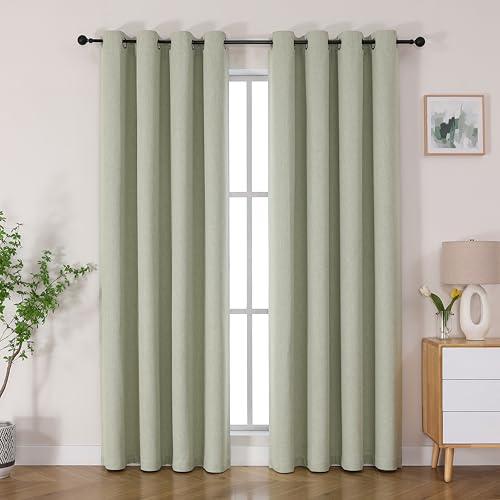 Image of Joydeco 100% Blackout Curtains 72 Inches Long 2 Panels Set, Thermal Insulated Long Curtains& Drapes 2 Burg, Room Darkening Drapes for Bedroom Living Room Window (Sage Green, W52 x L72 Inch)