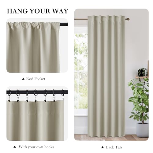 Image of RYB HOME 100% Blackout Basement Curtains 30 inches Long, Heat & UV Blocking Total Room Darkening Noise Reducing Back Tab Curtains for Bathroom RV Campers, Natural, 2 Panels Set