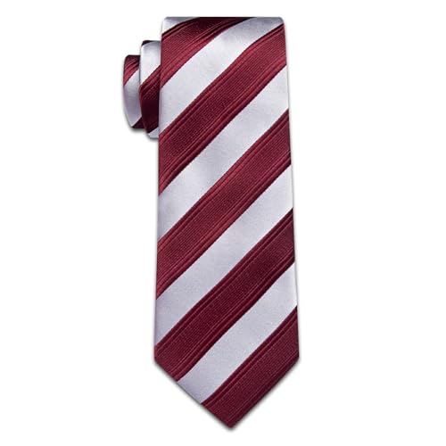 Image of YourTies Striped Ties for Men Classic Woven Silk Necktie with Handkerchief Cufflinks Set Formal Business Party Wedding