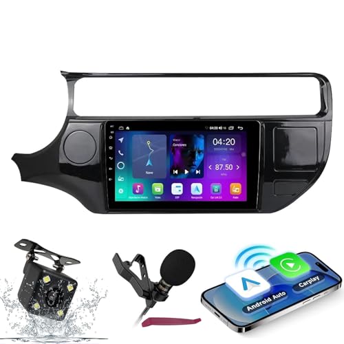HXSQcar Android 14 Radio de Coche Navi para K-IA Rio 4 K3 2011-2017 9" Pantalla de Radio con Carplay Android Car GPS Navegación Soporte Bluetooth 5.0 HiFi FM 5G-WiFi SWC Cámara Mic,M600s