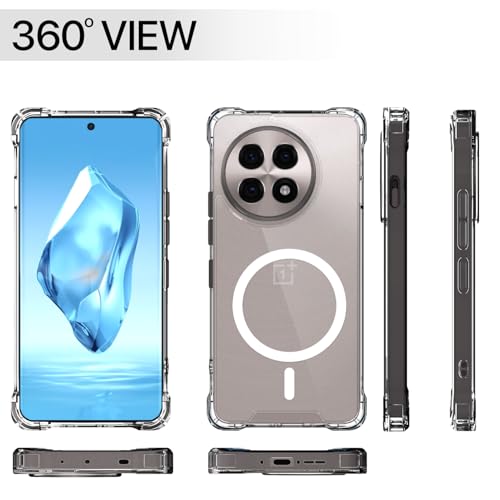 Image of Outlouders Back Cover for OnePlus 13R 5G Mag-Safe Transparent PC + TPU Bumper Case with Magnetic Support Shockproof Protection (Transparent Mag-Safe)