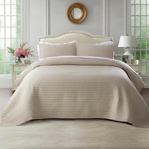 Oversized King Quilt Set 112"x106" – Soft Washed 3-Layer Lightweight
