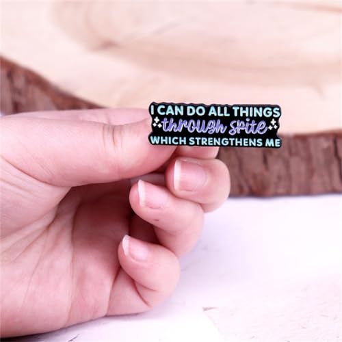 Image of Bible Lapel Pin - 'I Can't Do All Things Through Christ Which Strengthens Me' - Handmade Enamel Pin Badge Collection for Men & Women - Religious Gift Accessory