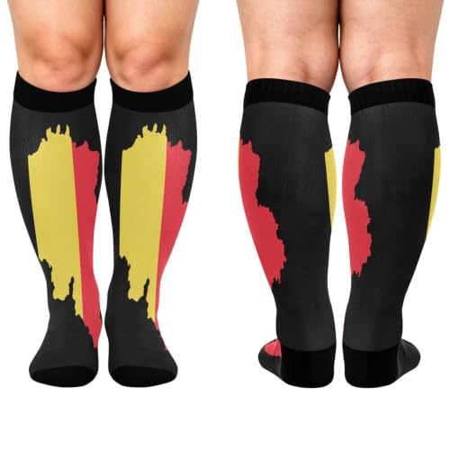 GuoChe Plus Size sports compression stockings Belgium National Pride Flag