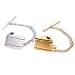 BG Elegant Tie Tack Set W/ 2 Shiny Silver and Gold Rectangle Button Size 10mm W/Chain in Luxury Box for Men