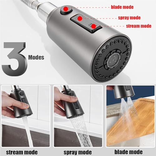 Robinet de cuisine extensible noir mat mitigeur évier douchette 2 en 1 - 7