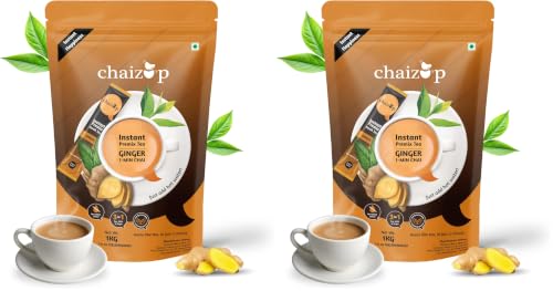 Image of Chaizup Premium 1 Min Instant Ginger Tea Premix - 1kg Poly | Approx. 72 Servings (1Kg, Ginger) (Pack of 2)