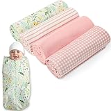 Mother's Choice Baby Flannel Blanket 4 Pack | Cotton Receiving Blanket for Newborn | Lightweight Infant Swaddle Blanket | Soft Blanket for Baby Boy and Girl