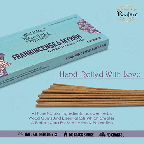 Raajsee Frankincense Natural Incense Sticks 100 Gm Pack-100% Pure Organic Insenses Hand Rolled Free From Chemicals-Perfect For Church,Aroma Therapy, Insence #TOP3