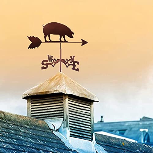 Cnmji Stainless Steel Weathervane Pig Weather Vane, Retro Durable Farm Scene Garden Stake Wind Vane, Decorative Wind Direction Indicator For Outdoor Measuring Tool #TOP1