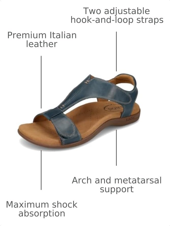 Image of Taos The Show Premium Leather Women's Sandal - Experience Everyday Style, Comfort, Arch Support, Cooling Gel Padding and an Adjustable Fit for Exceptional Walking Comfort