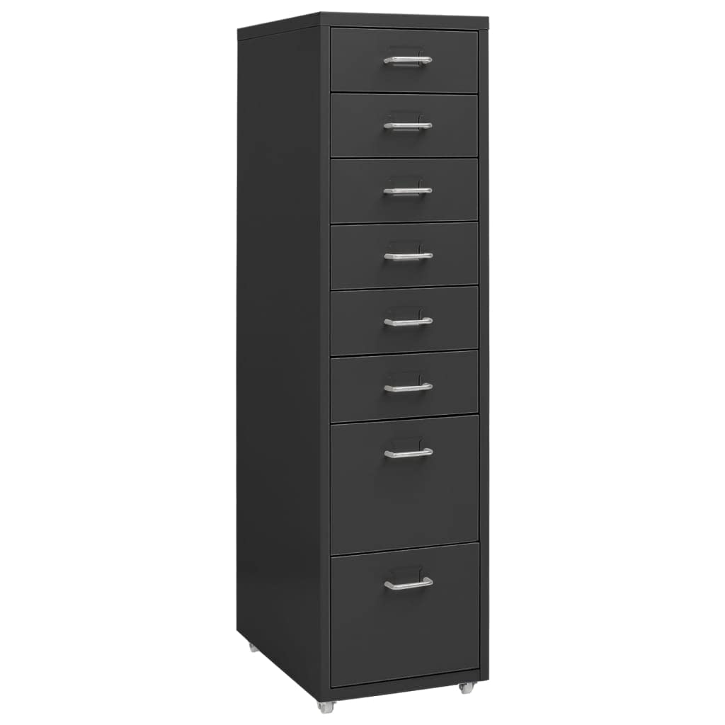 Schedario Mobile Antracite 28x41x109 cm in Metallo-Cassettiera,Mobiletto da Ufficio con Serratura,Regolabile per Cartelle Sospese,Superficie Testurizzata,per Ufficio,Studio