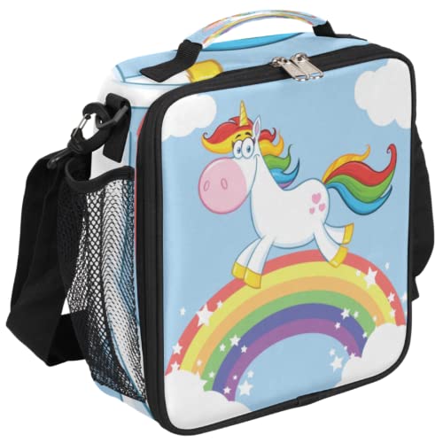 Bolsa de almuerzo con aislamiento de unicornio arcoíris para niños y niñas, reutilizable, lonchera térmica térmica con hombro ajustable, para la escuela, guardería, oficina, picnic Cover