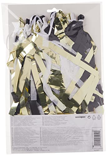 Unique Tissue Tassel Garland, 9 Ft, Gold, Black & White #TOP2